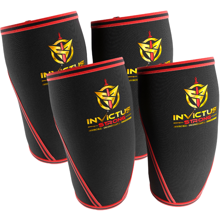 4 Invictus Strong 7-mm Premium Grade Neoprene and Nylon Woven, High Compression Knee Sleeves